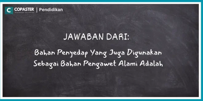 Bahan Penyedap Yang Juga Digunakan Sebagai Bahan Pengawet Alami Adalah